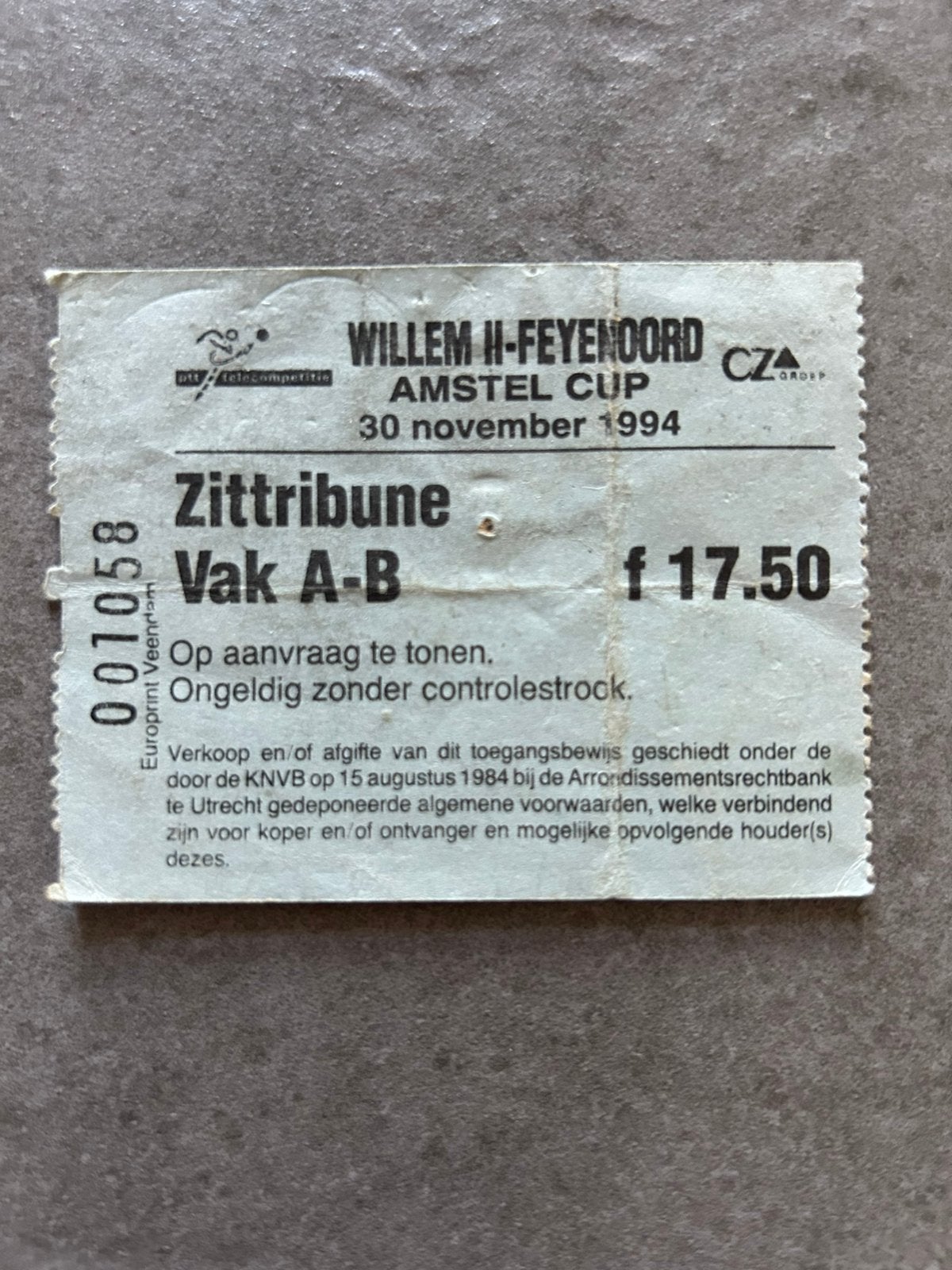 Willem II - Feyenoord Amstelcup ticket, Ophalen of Verzenden, Gebruikt, Feyenoord, Overige typen
