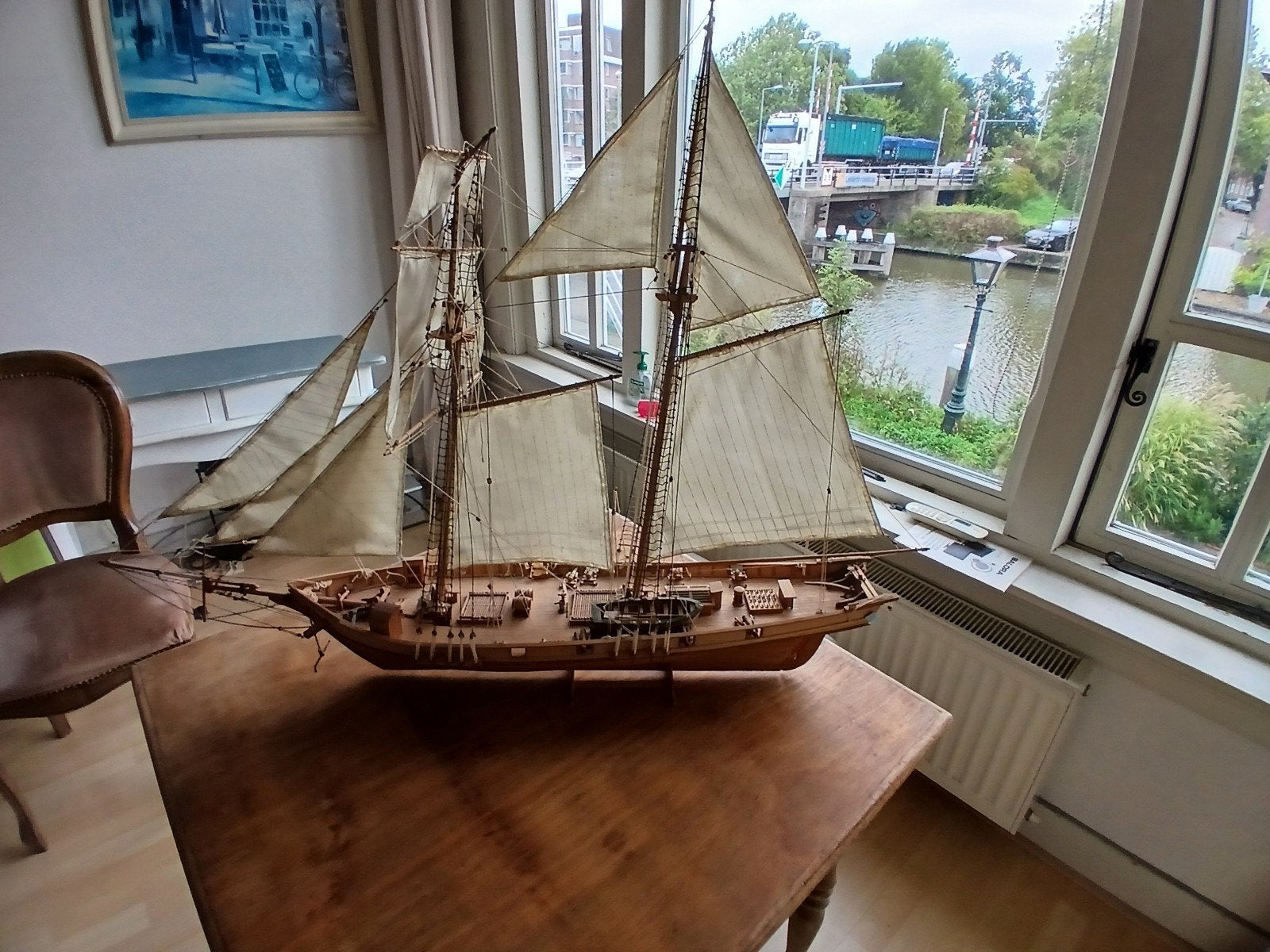 Gedetailleerd houten scheepsmodel - Schooner, Ophalen