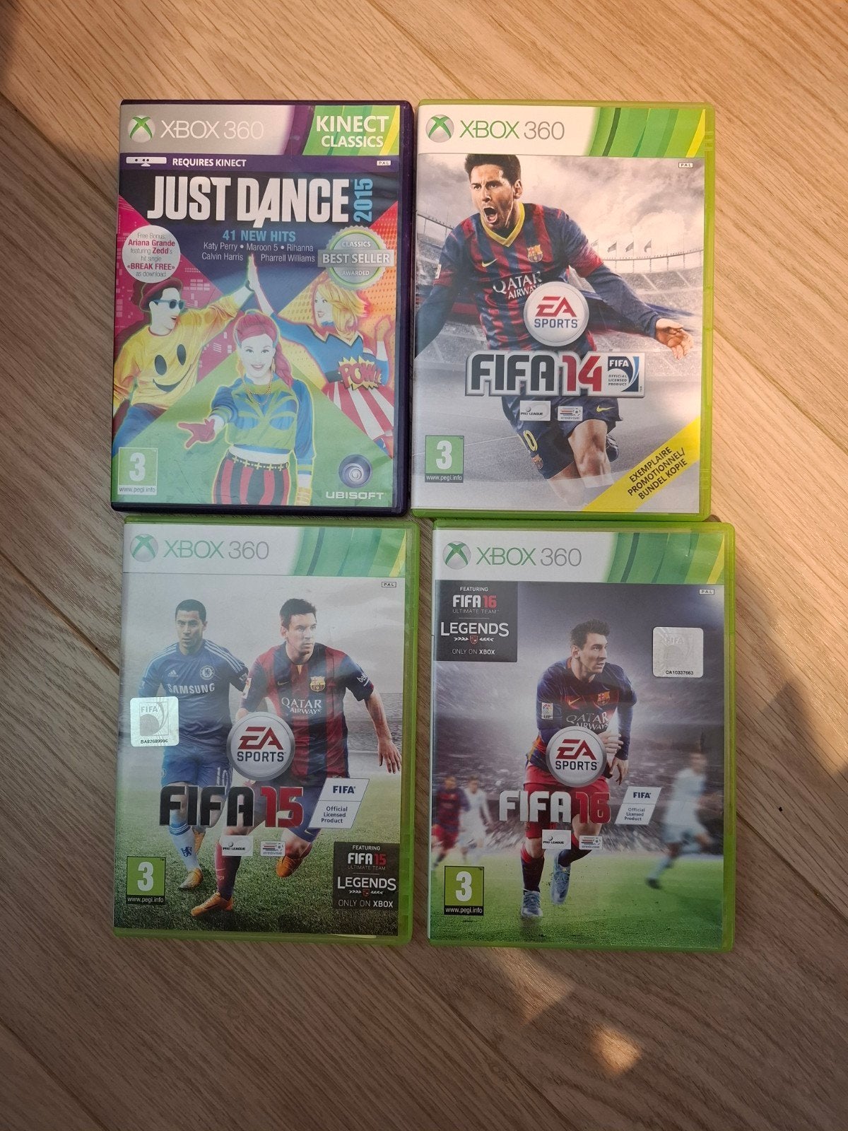 FIFA 14, 15 en 16 Just Dance 2015 XBOX 360, Spelcomputers en Games, Games | Xbox 360, Ophalen of Verzenden, Zo goed als nieuw