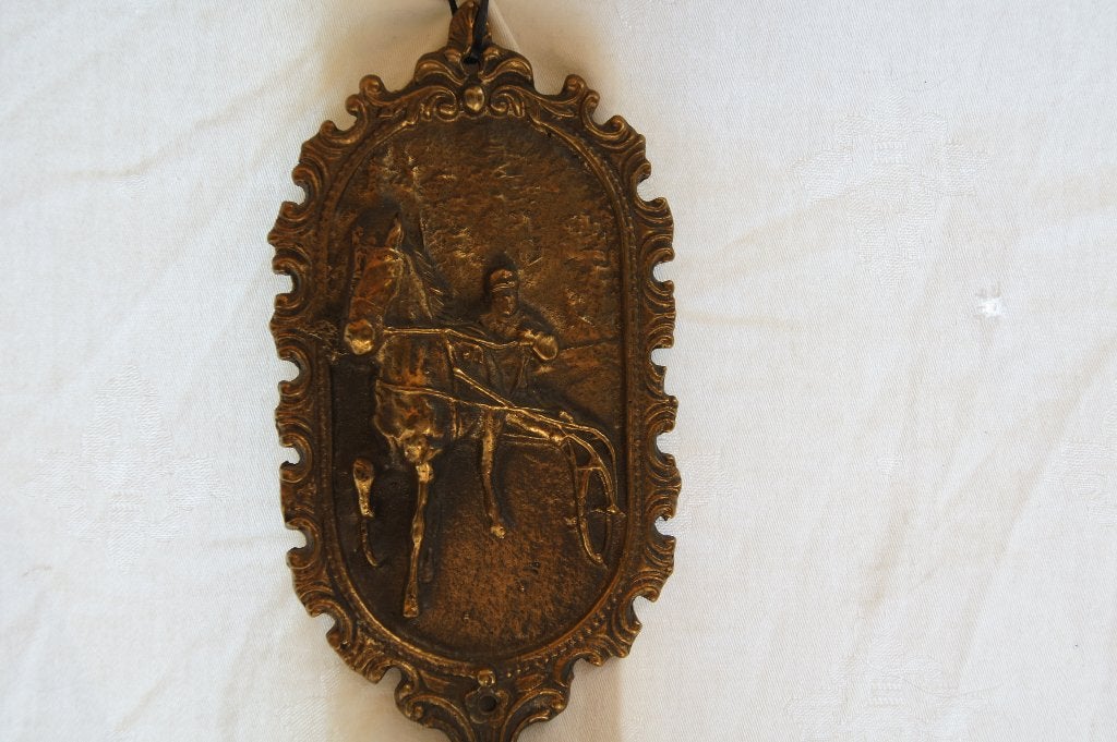 Bel met paard en wagen  ( Brons, Antiek en Kunst, Antiek | Koper en Brons, Ophalen of Verzenden