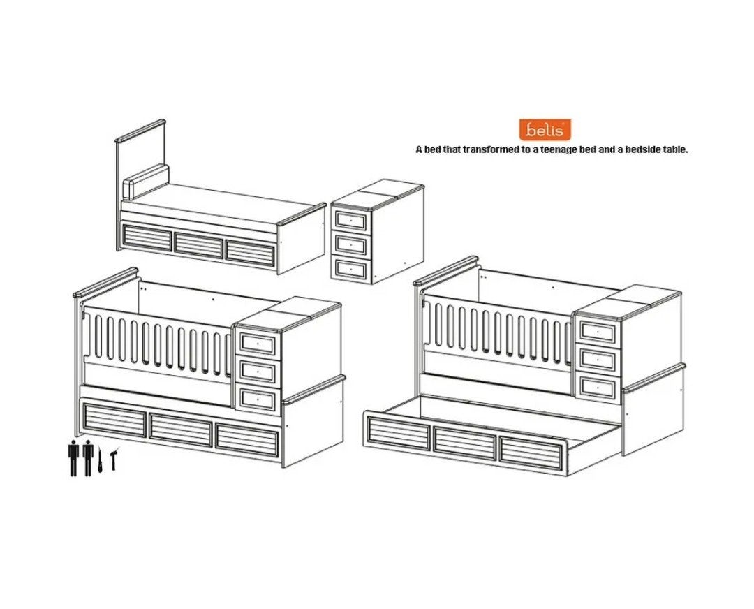 Foto 5 van Babybed met commode en laden - 3-in-1 meegroeibed