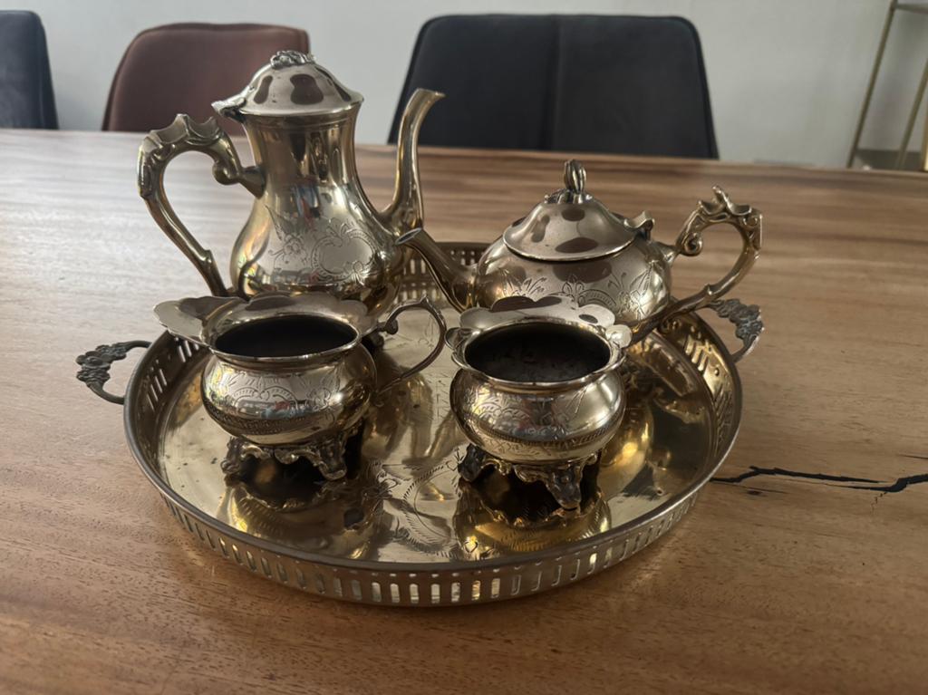 Vintage EPNS koffie/thee servies met dienblad – verzilverd –, Ophalen of Verzenden
