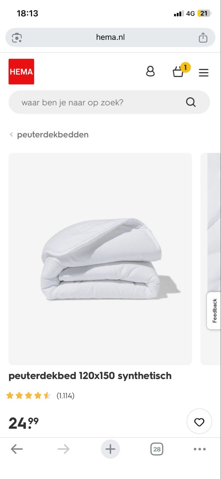 Peuter dekbed 120x150, Jongetje of Meisje, Wit, Peuterbed, Anti-allergisch