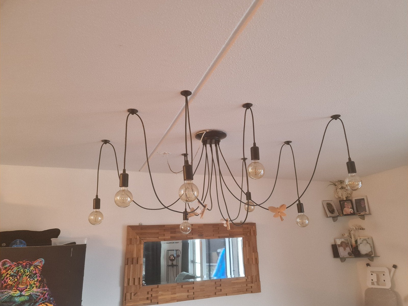 2 Moderne Spider Hanglamp met 16 Lichtpunten, Ophalen of Verzenden, Gebruikt, Overige materialen, Modern, Industrieel