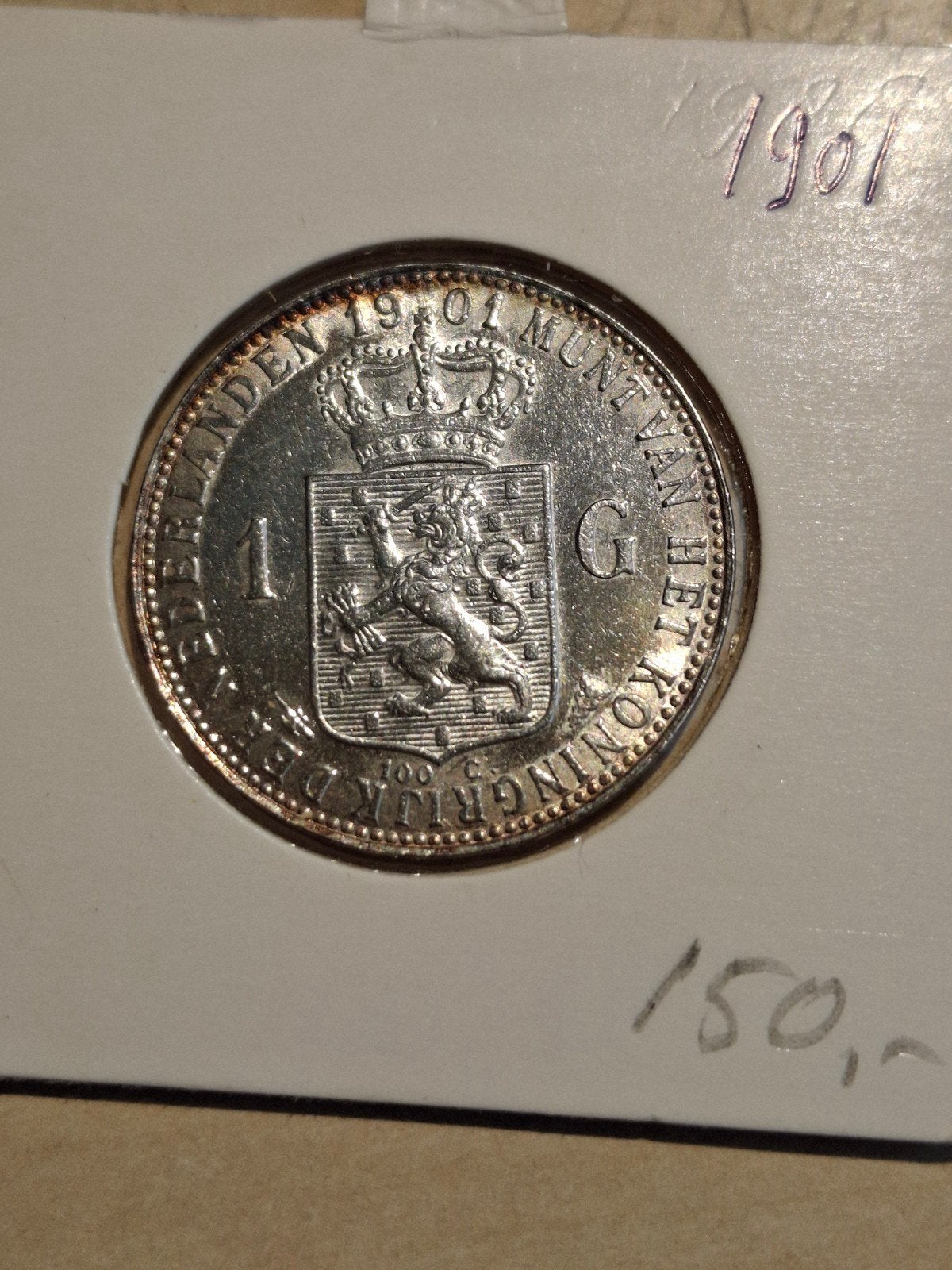 Zilveren gulden Wilhelmina 1901 zf, Ophalen of Verzenden
