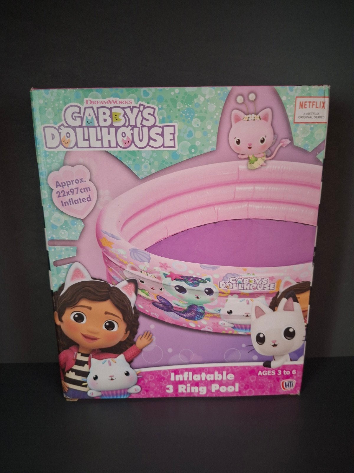Gabby's Dollhouse kinderzwembad 97 x 22 cm, Minder dan 80 cm, Opblaaszwembad, Rond, Nieuw