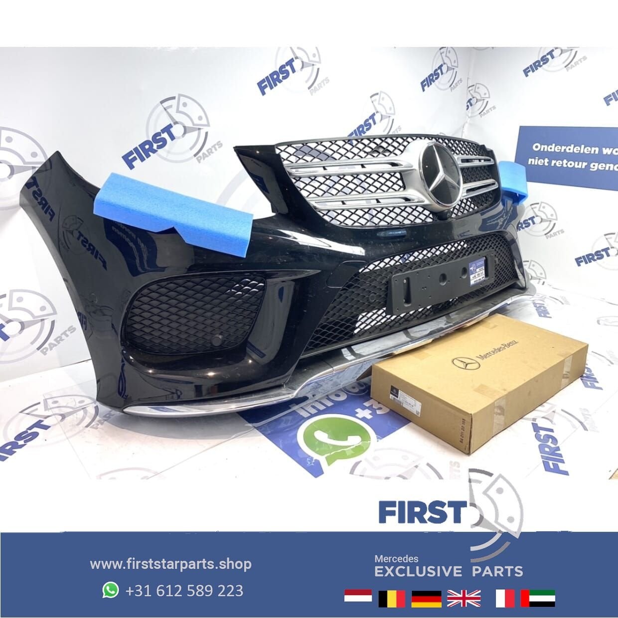 W166 GLE AMG LINE VOORBUMPER COMPLEET A1668851538 + GRIL ZWA, Gebruikt, -, Voor, Ophalen of Verzenden