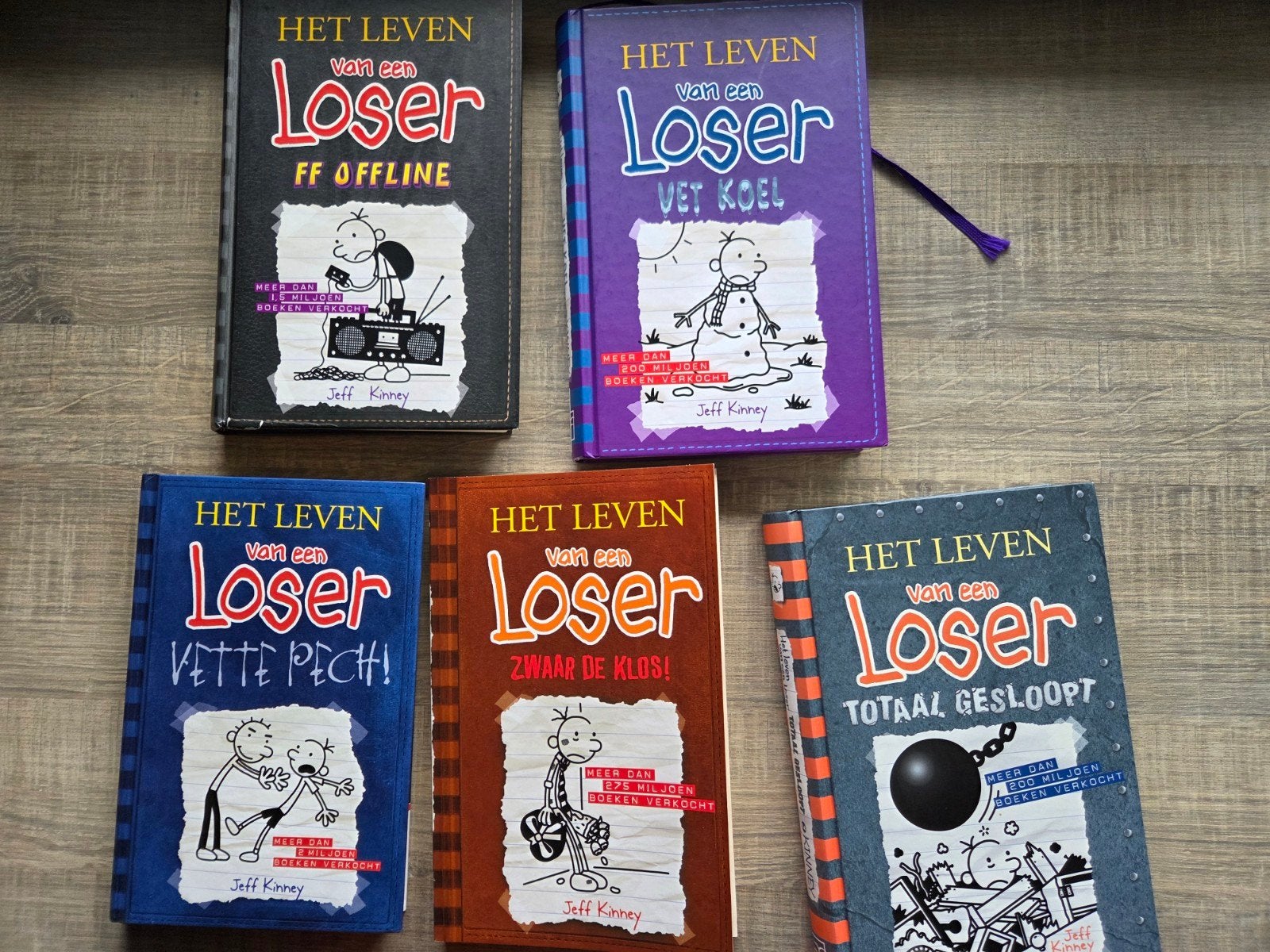 Het leven van een Loser - 5 boeken set, Ophalen of Verzenden, Gelezen, Jeff Kinney, Fictie algemeen