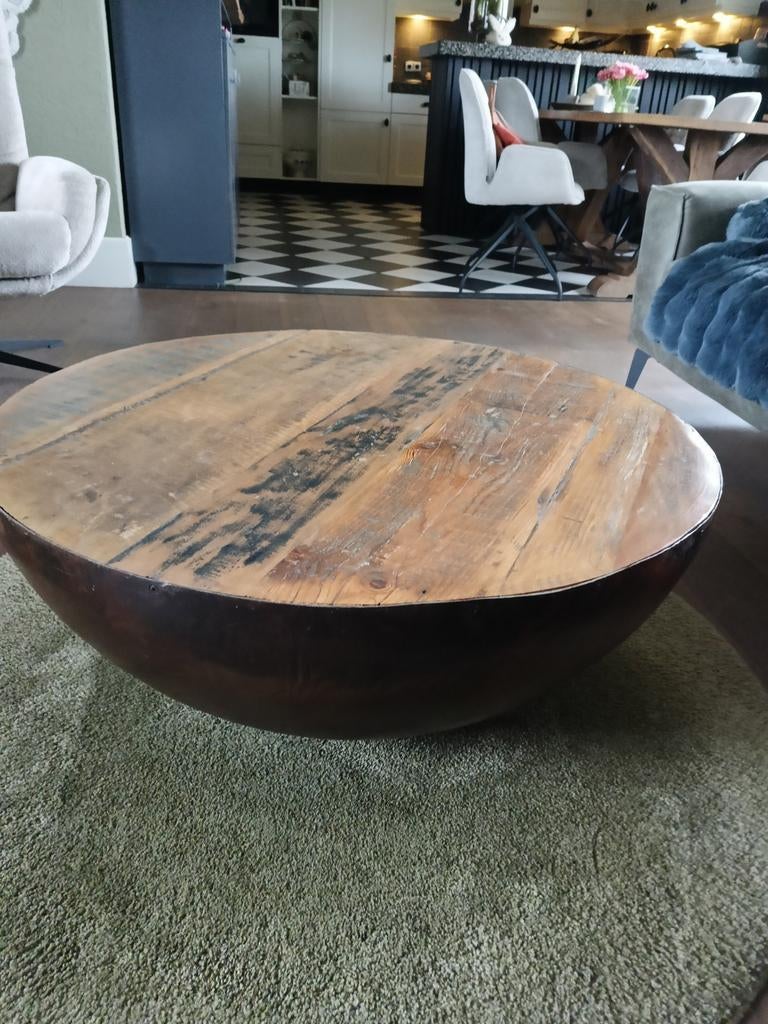 Unieke Bowl Tafel - Diameter 90 cm, Hoogte 40 cm, Huis en Inrichting, Gebruikt, 50 tot 100 cm, Rond, 50 tot 100 cm