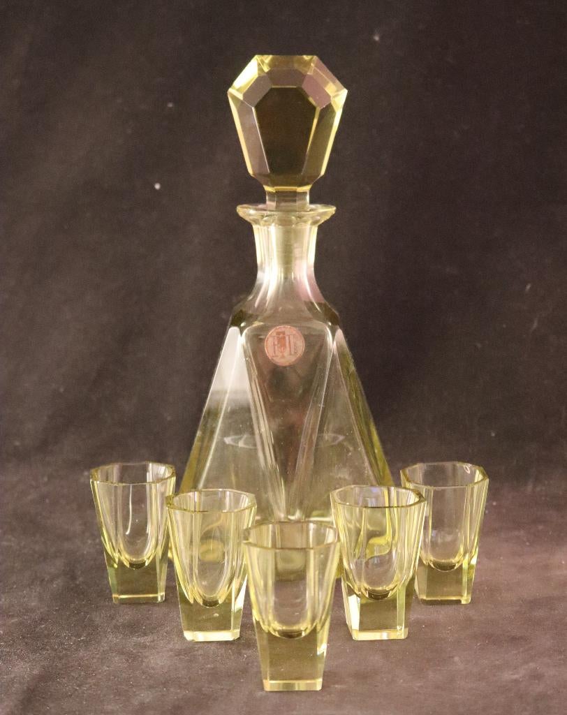 Art Deco karaf met shotglaasjes, Ophalen of Verzenden