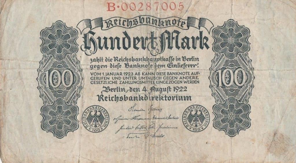 100 mark 1922, Postzegels en Munten, Ophalen of Verzenden, Duitsland, Los biljet