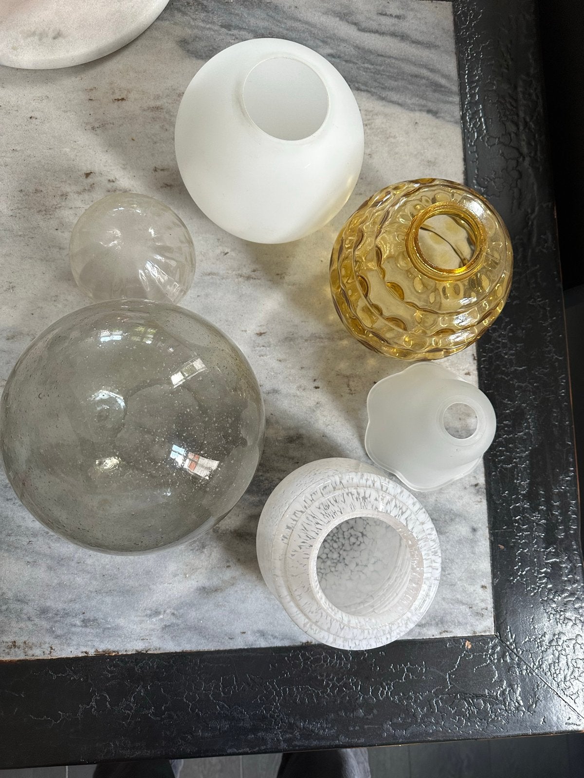 Verschillende glazen lampenkappen, Gebruikt, Rond, Ophalen of Verzenden, Glas
