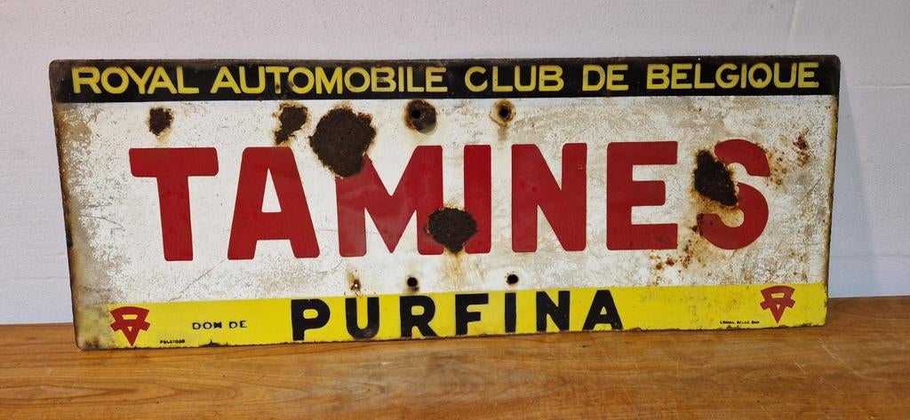 Emaille Purfina Royal aut. Club de Belgique, Ophalen, Reclamebord, Gebruikt, L'email Belge Bruxelles