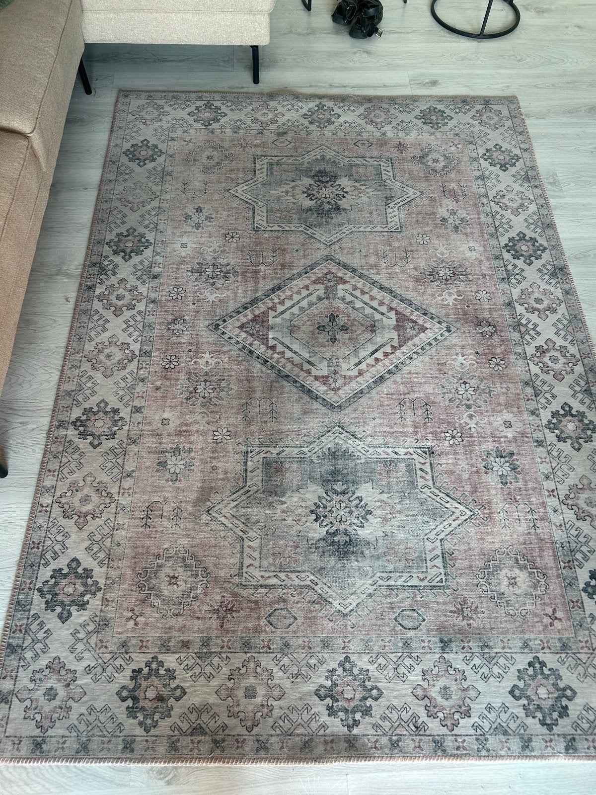 Vintage-look vloerkleed met Perzisch patroon, Ophalen, Gebruikt, 100 tot 150 cm, Roze