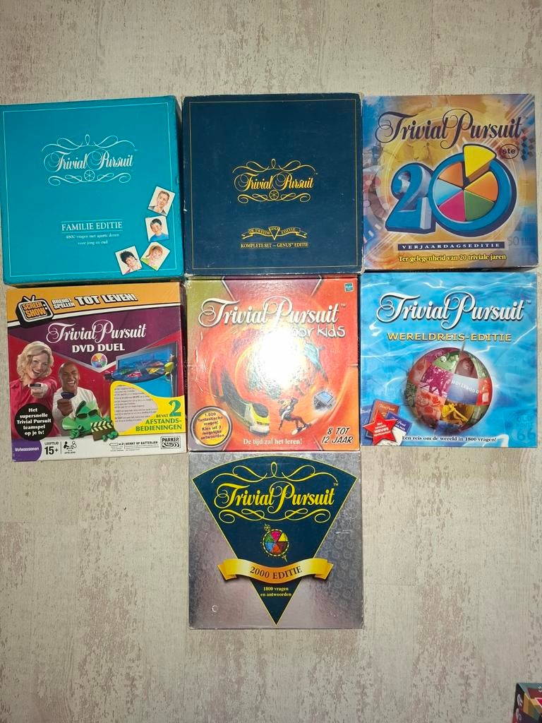 7 soorten Trivial Pursuit spel Triviant, Vijf spelers of meer, Ophalen of Verzenden, Zo goed als nieuw