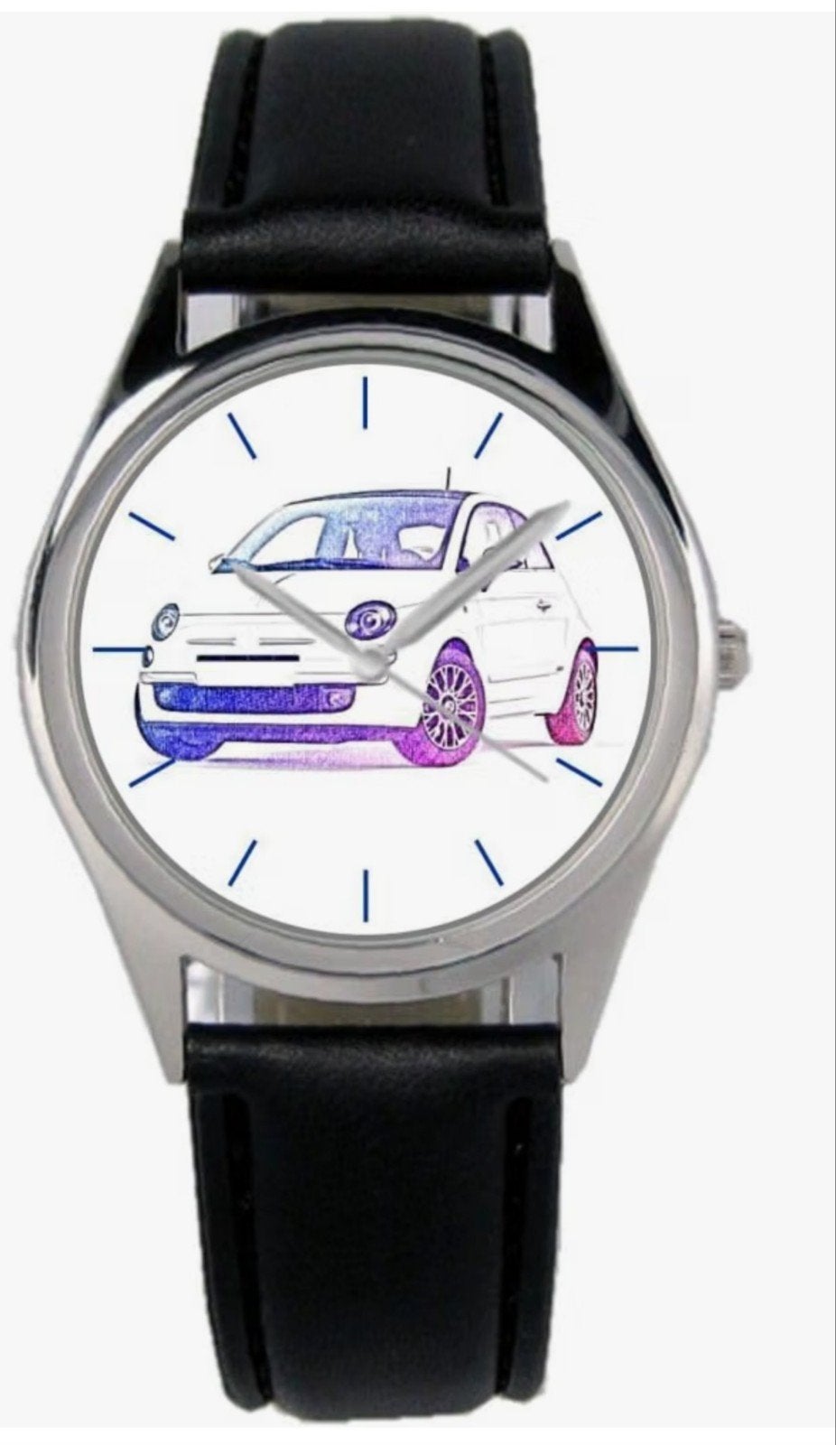 Fiat 500 horloge., Verzenden, Leer, Seiko