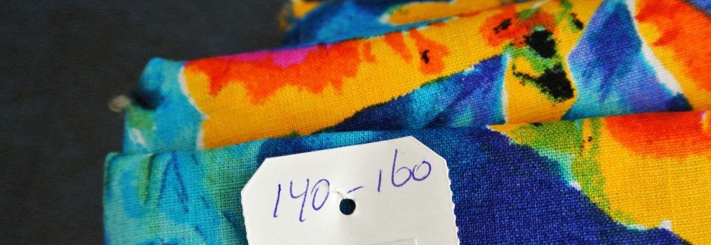 Lap stof motief print bedrukt patroon kleurrijk blauw/geel, Blauw, Ophalen of Verzenden, Zo goed als nieuw, 30 tot 120 cm