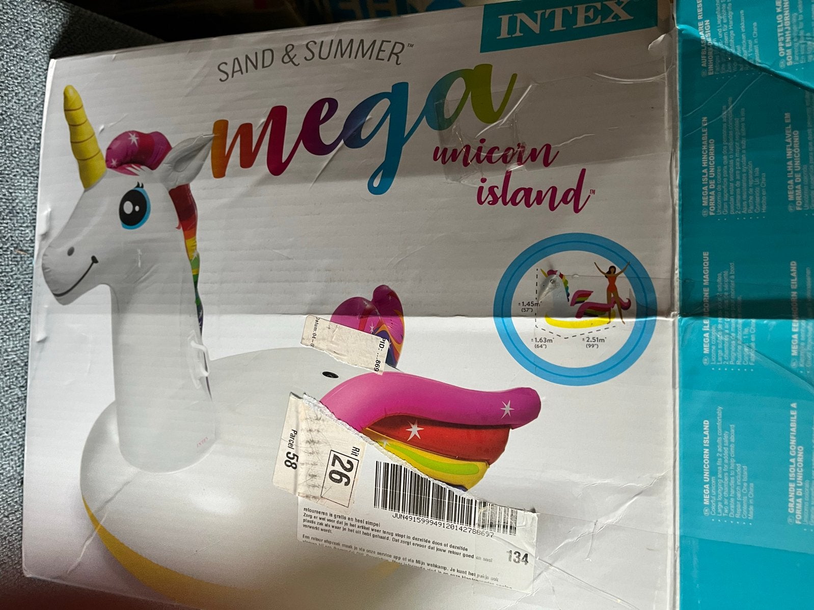 Intex Mega Unicorn Island Opblaasbare Eenhoorn, Ophalen of Verzenden, Zo goed als nieuw