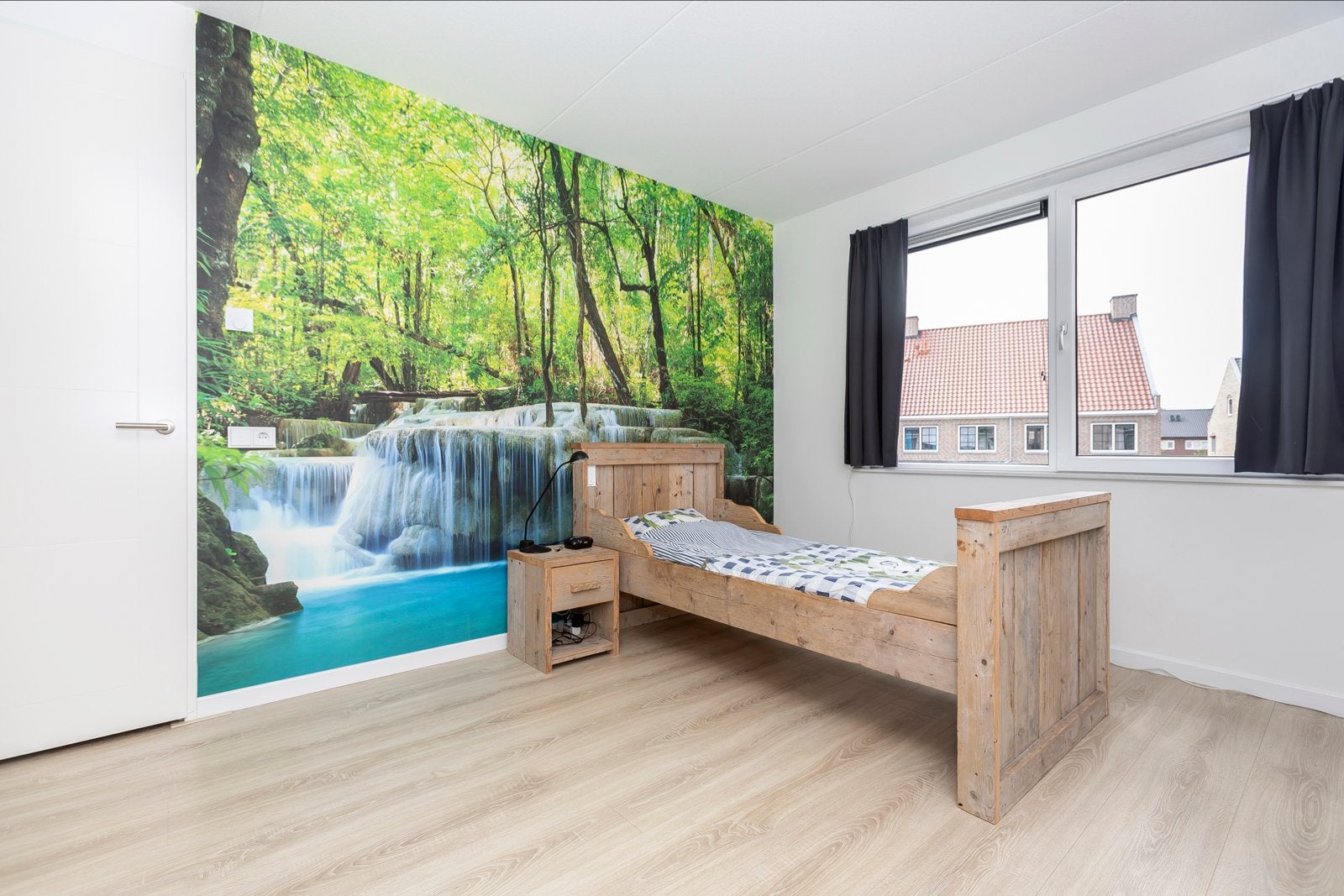 Steigerhouten bed met nachtkastje - 216x106 cm, Eenpersoons, Bruin, 210 cm, Steigerhout