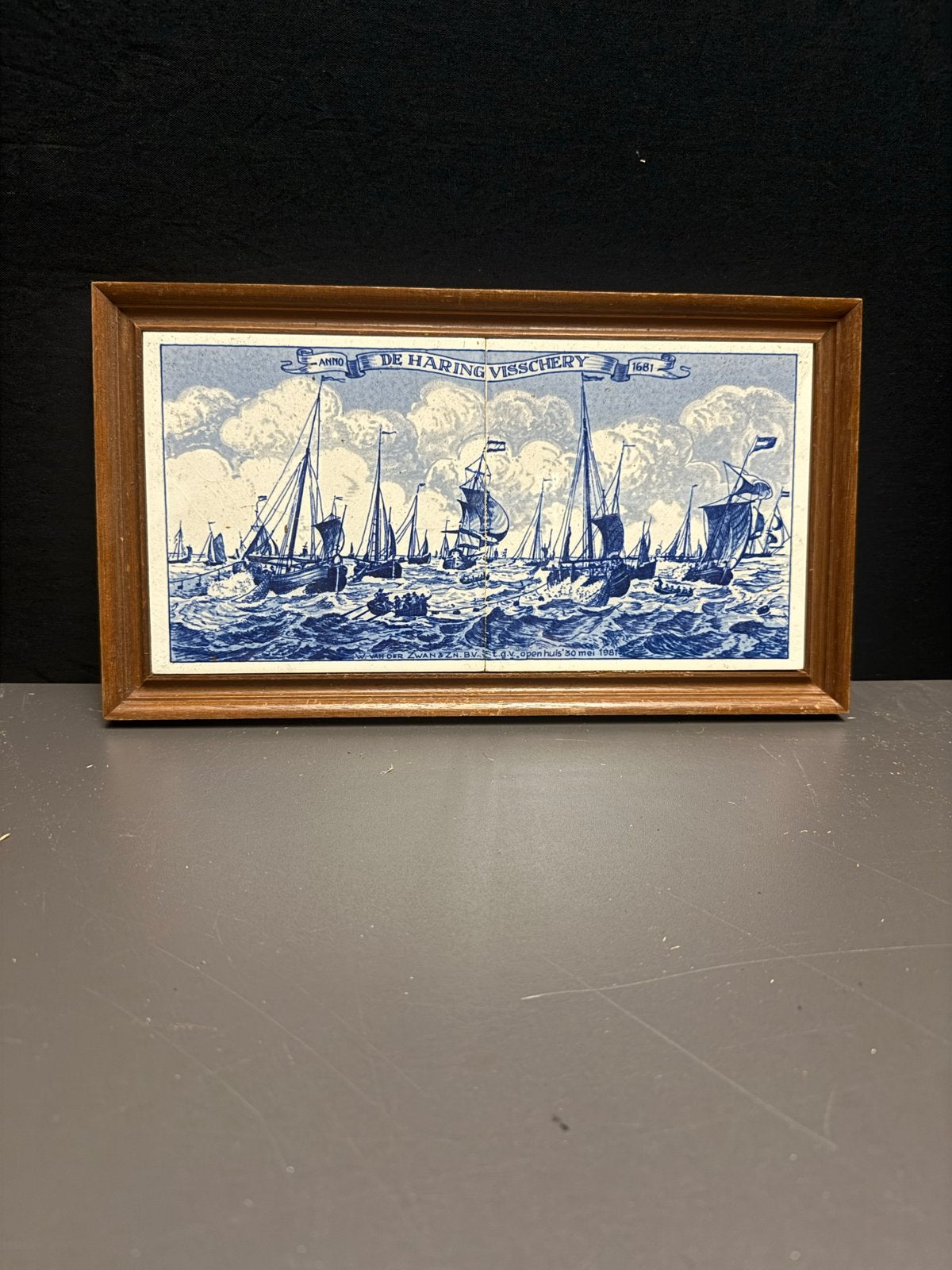 Antieke Tegeltableau 'De Haring Visschery' 1661, Ophalen