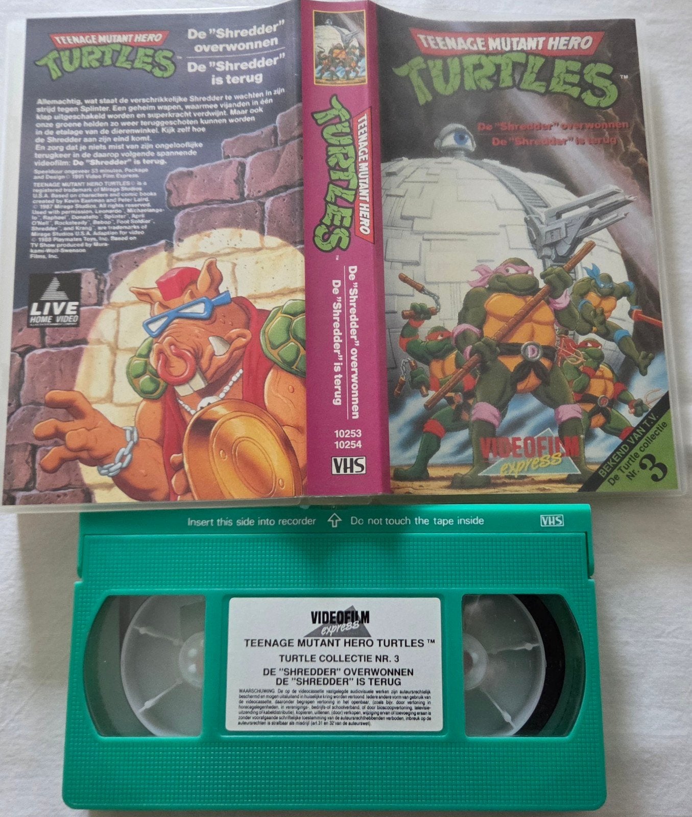 Teenage Mutant Hero Turtles Nummer 3 VHS Cartoon/Animatie, Cd's en Dvd's, VHS | Kinderen en Jeugd, Alle leeftijden, Ophalen of Verzenden