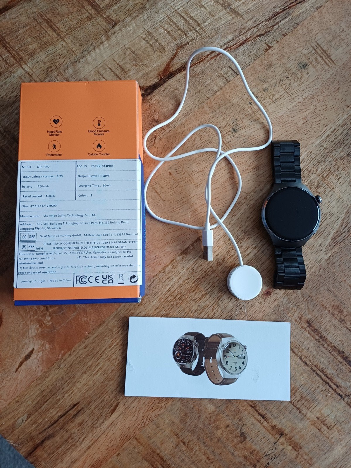 Smartwatch GT4 Pro, Ophalen of Verzenden, Zo goed als nieuw, Zwart