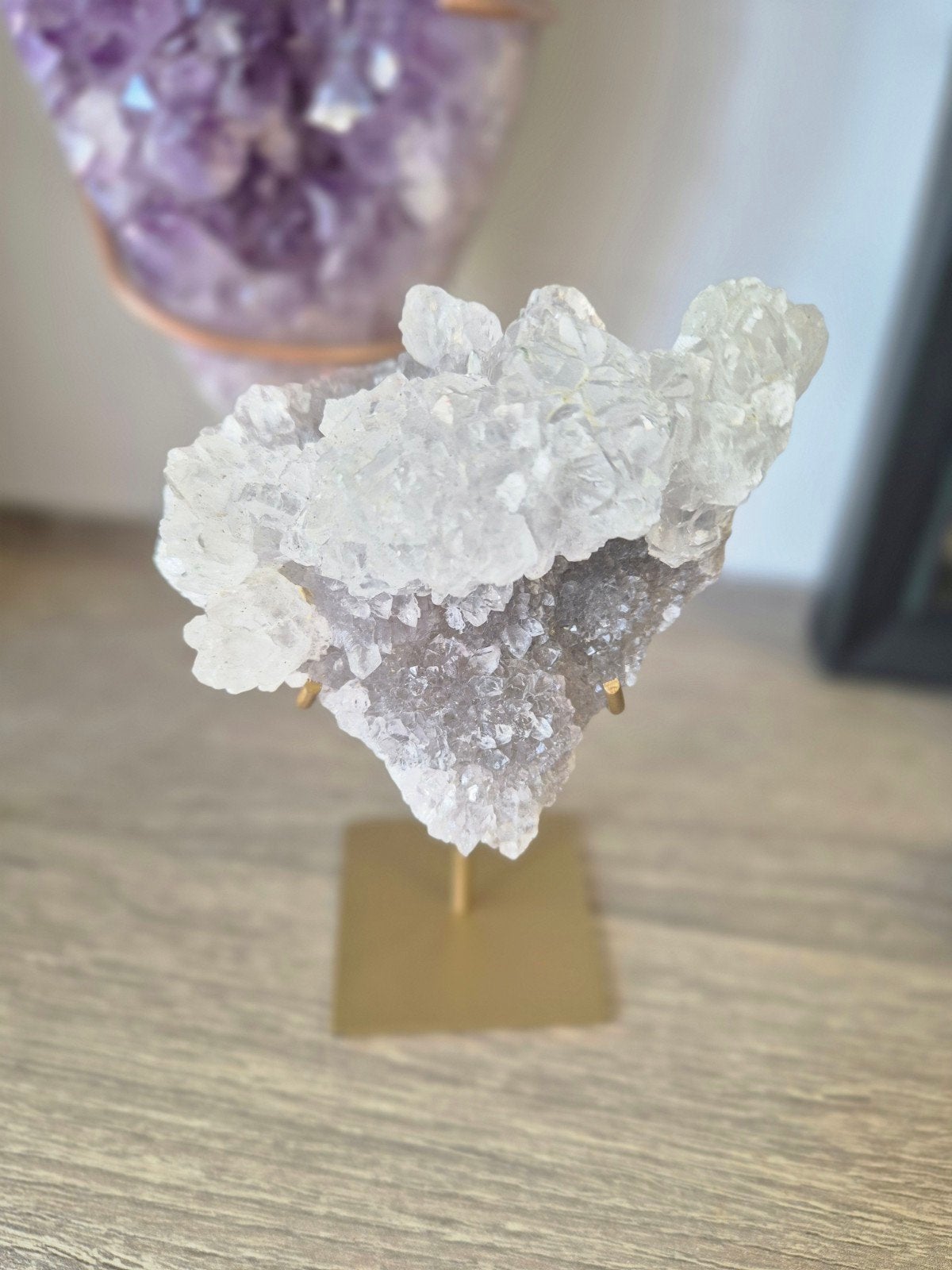 Zeoliet flower amethist 
Hoogte incl, Ophalen of Verzenden