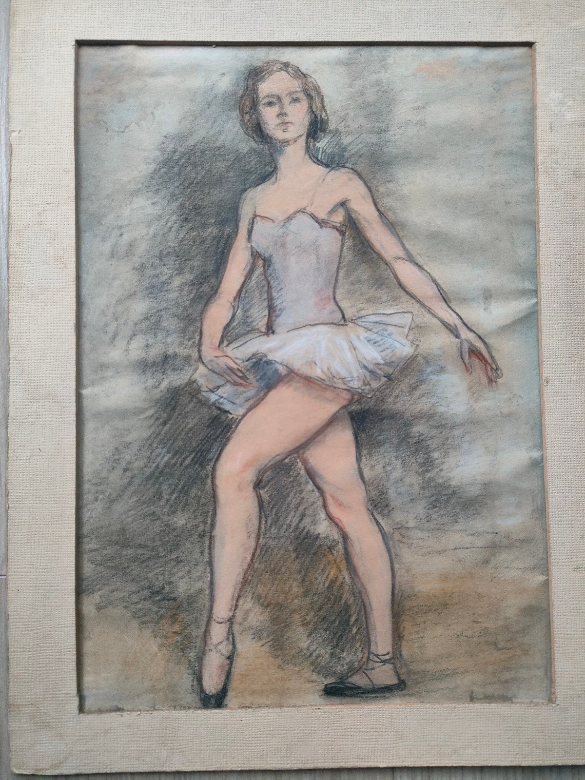 Ballerina, pastelkrijt/houtskool, Ophalen of Verzenden