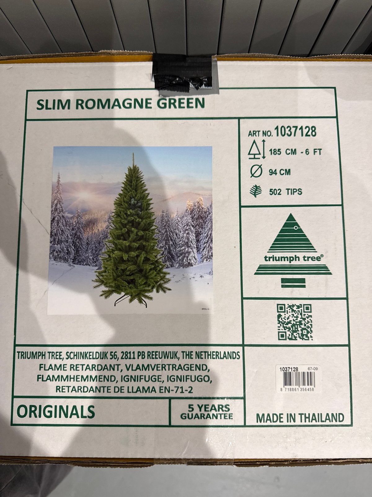 Kunstkerstboom slim Romagne green, Ophalen, Zo goed als nieuw