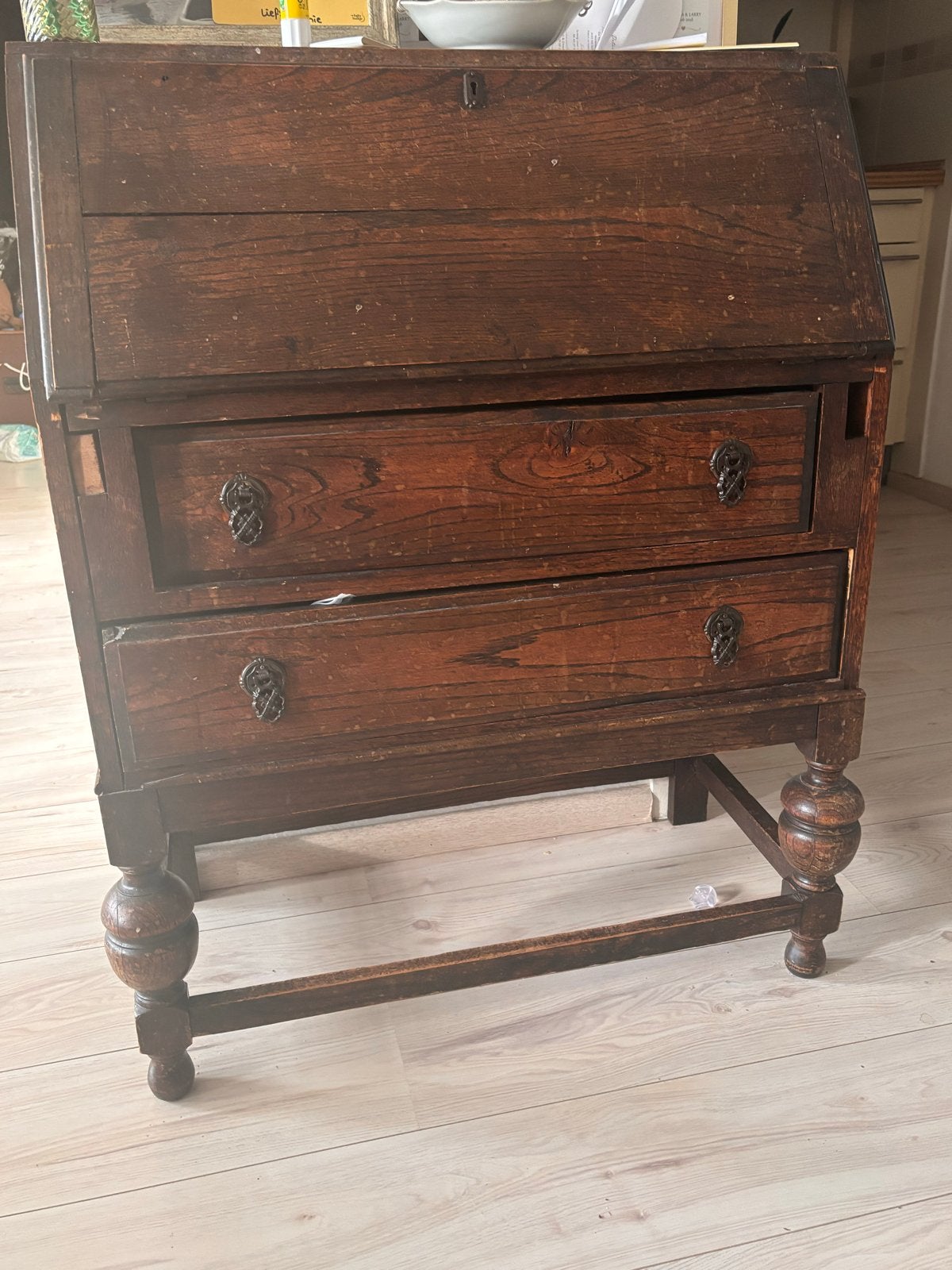 Antieke schrijftafel met lades, Antiek en Kunst, Ophalen