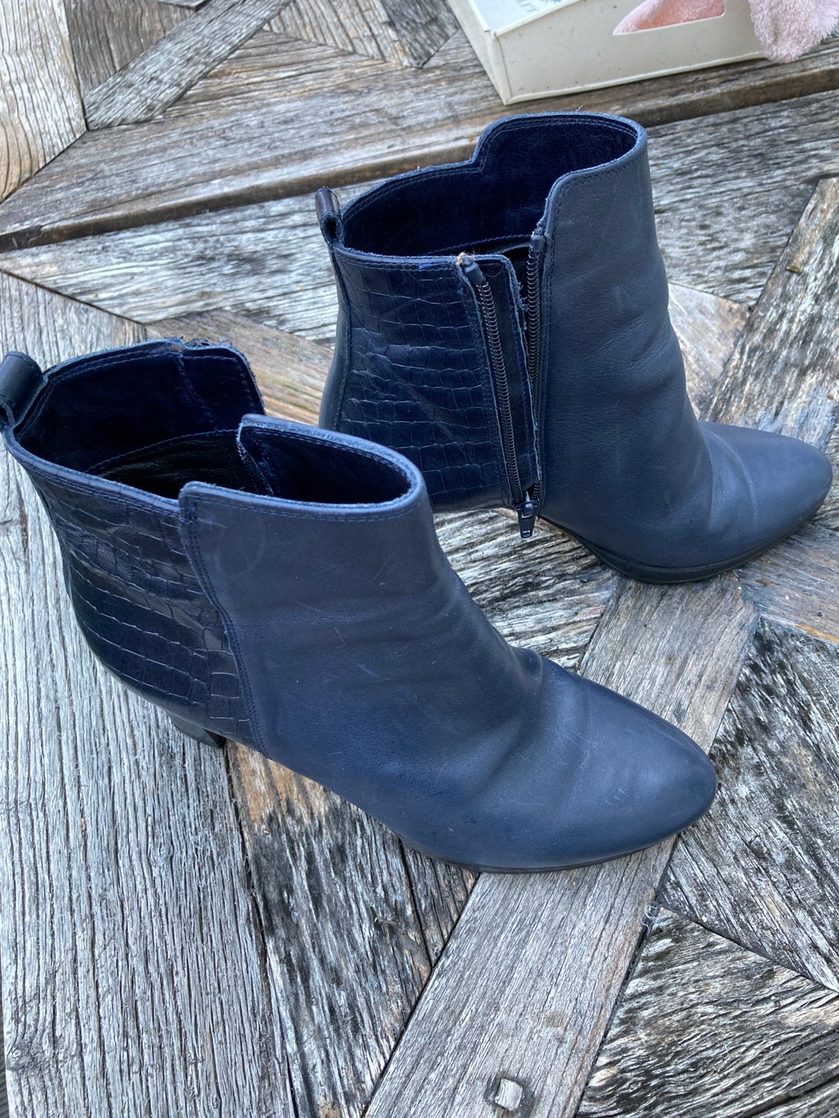 Manfield, laarzen, donkerblauw, 38, , leer/ suede, Verzenden, Zo goed als nieuw, Blauw, Hoge laarzen