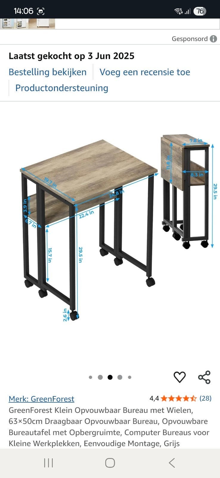 Klein inklapbaar bureau, Ophalen, Nieuw