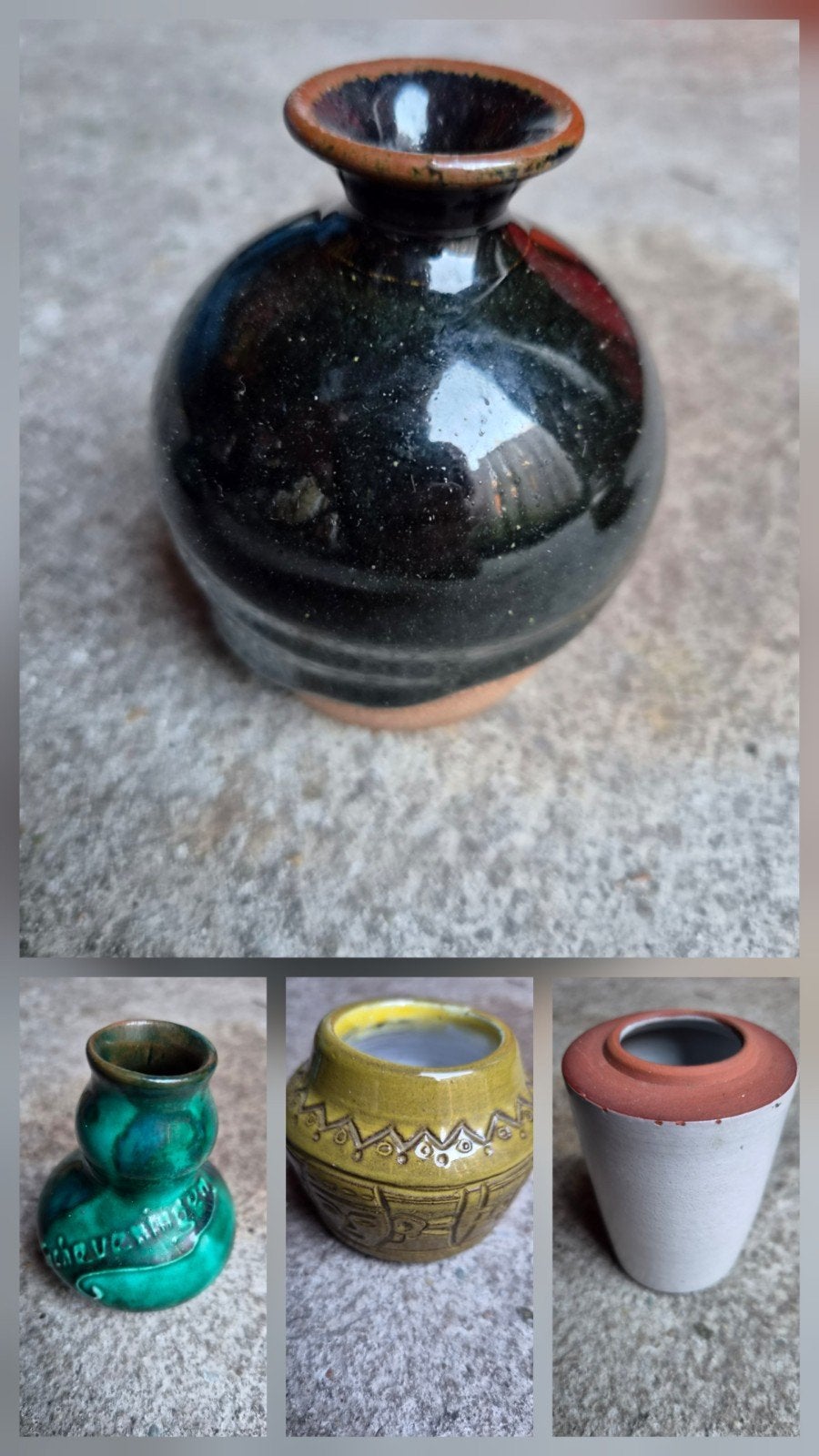 Set van 4 Vintage Keramische Mini Vaasjes/Potjes, Ophalen of Verzenden