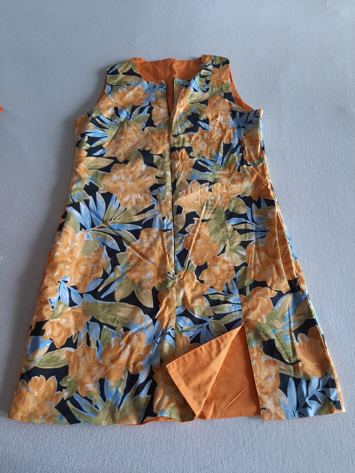 Vintage Bavaria Oranje Bloemen Jurkje aan 2 Kanten Draagbaar, Kleding | Dames, Jurken, Gedragen, Maat 36 (S), Oranje, Boven de knie