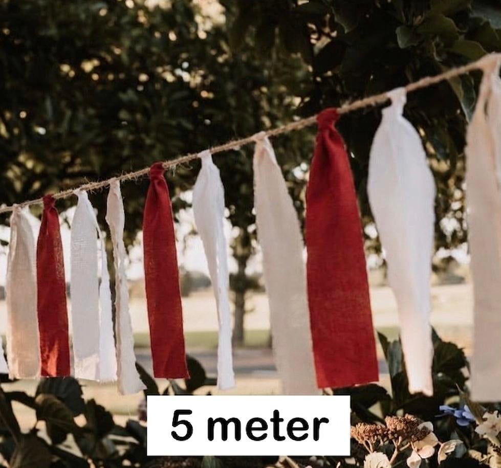 Nieuwe stoffen slinger 5 meter (brique/beige/wit), Ophalen of Verzenden, Nieuw, Versiering, Overige