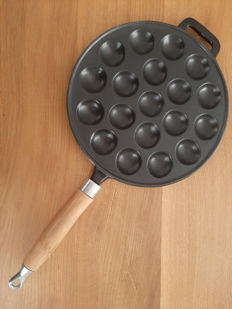 Gietijzeren poffertjespan met houten steel - Nieuw, Ophalen, Nieuw, Gietijzer, Koekenpan of Braadpan
