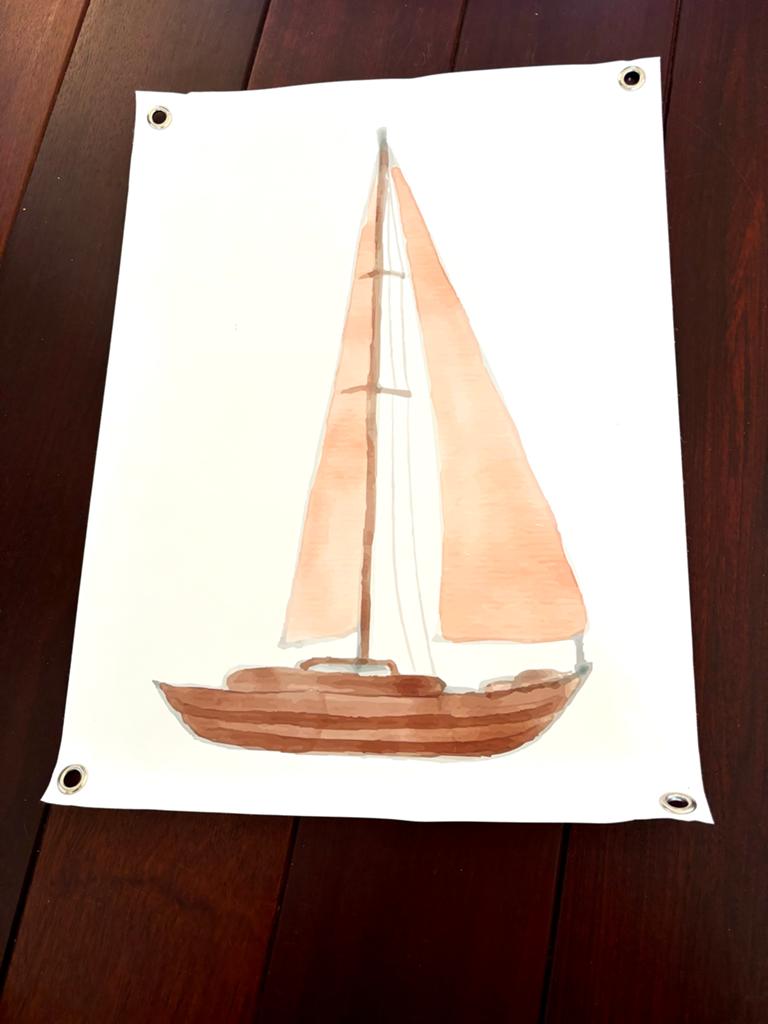 Tuinposter Zeilboot - 60x45 cm met ringen, Ophalen of Verzenden, Nieuw