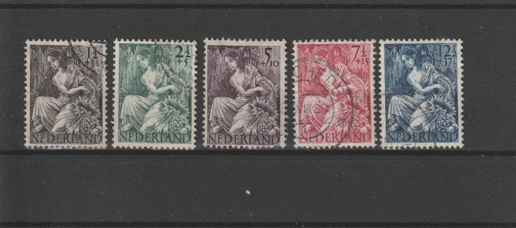 Nederland 1946, NVPH 449 t/m 453, Gestempeld., Postzegels en Munten, Ophalen of Verzenden, Na 1940, Gestempeld