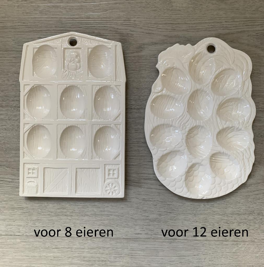 2× eierbord eierschaal bordje schaaltje voor gevulde eieren, Ophalen of Verzenden, Aardewerk, Overige stijlen, Bord(en)