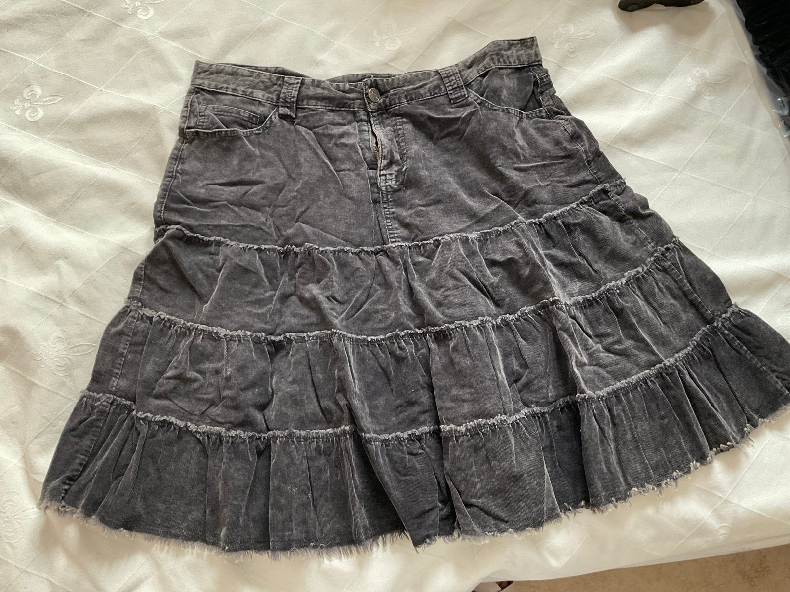 Cool Cat gerimpelde corduroy rok in grijs - Maat L, Kleding | Dames, Maat 42/44 (L), Ophalen of Verzenden, Grijs, Gedragen