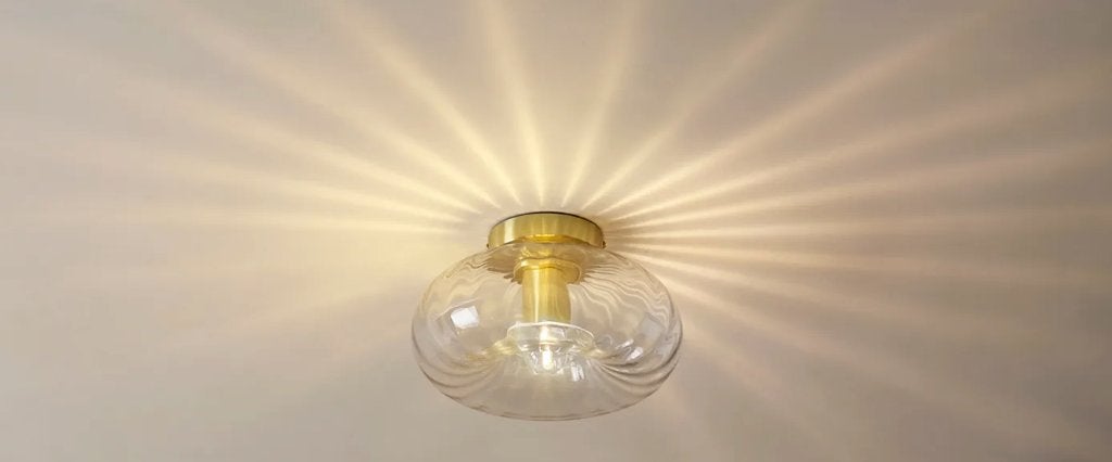 Art Deco ceiling lamp gold with glass - Ayesha, Ophalen of Verzenden, Nieuw, Glas