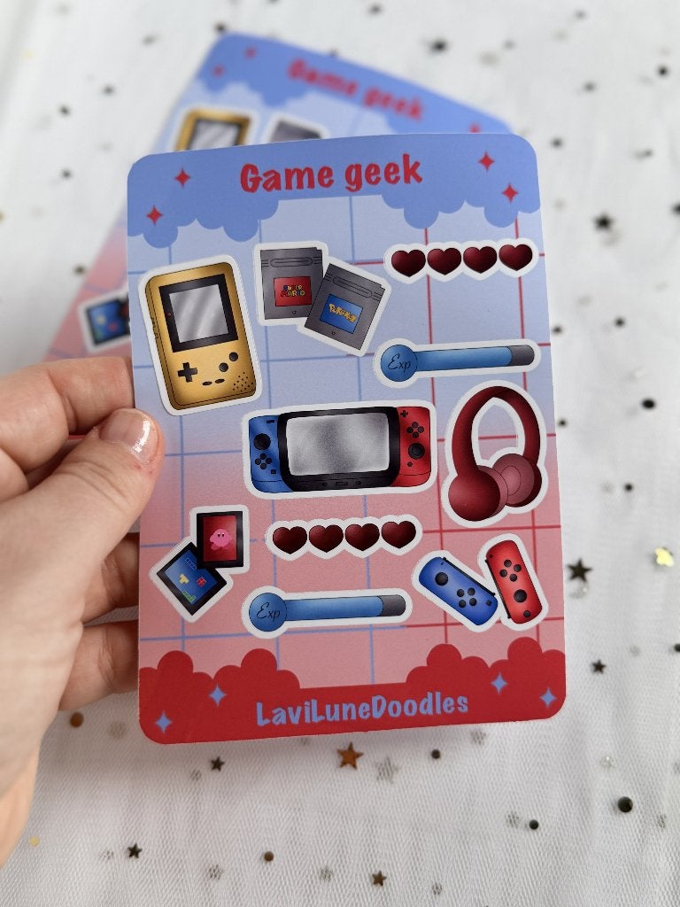 Game Geek Sticker Sheet – Gaming Stickers – Handgemaakt, Ophalen of Verzenden, Nieuw, Overige typen