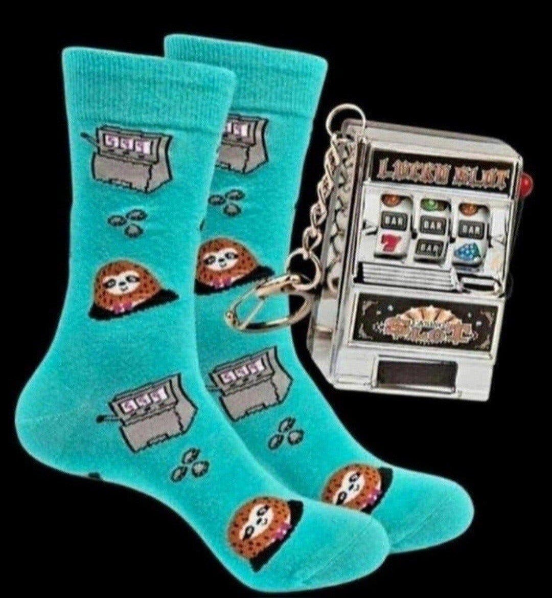 CASINO SOKKEN + SLEUTELHANGER SLOT MACHINE, Ophalen of Verzenden, Nieuw