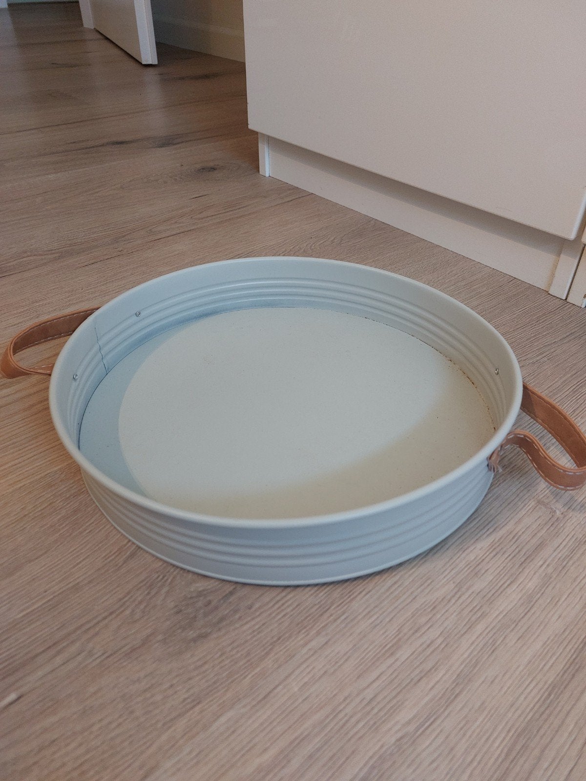 Grijs rond dienblad met handvatten - 30cm diameter, Ophalen, Gebruikt, Rond, Dienblad