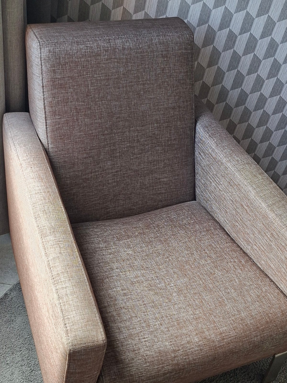 BoConcept Fly Fauteuil - Beige Stof, Ophalen, Gebruikt, 75 tot 100 cm, Metaal
