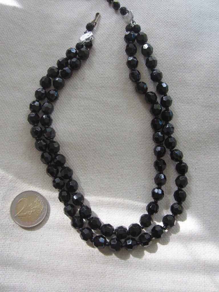 47. Schitterende oude ketting, French jet, W.Germany 40/46cm, Sieraden, Tassen en Uiterlijk, Ophalen, Overige materialen, Ketting