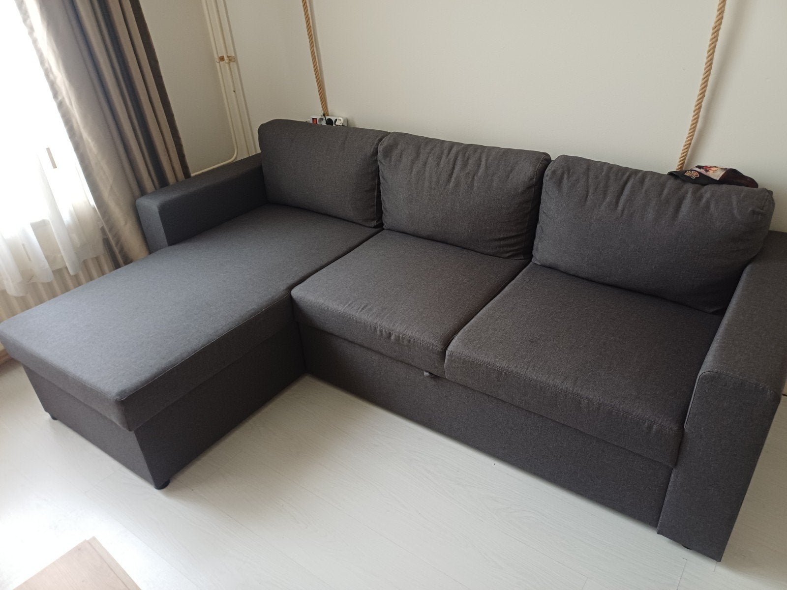 Grijze slaapbank met opbergruimte - 230cm breed, Ophalen