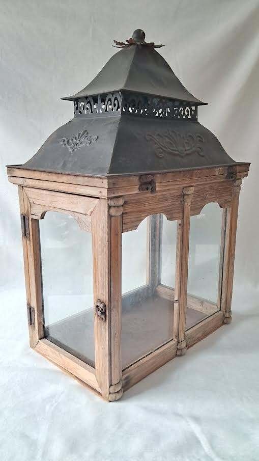 Grote landelijke lantaarn windlicht Brocante XL (60 cm), Antiek en Kunst, Ophalen