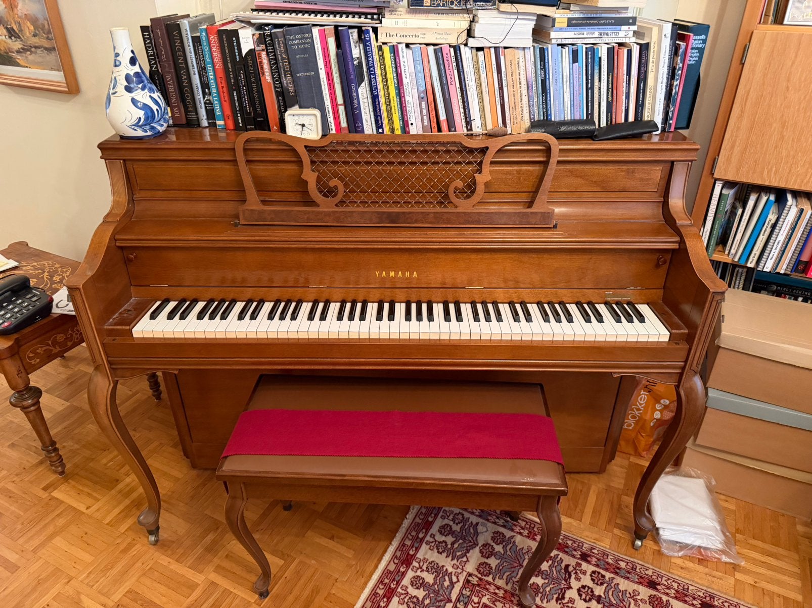 Yamaha M2H buffetpiano in Topstaat. Klassieke uitvoering, Muziek en Instrumenten, Piano's, Ophalen, Zo goed als nieuw, Bruin, Piano