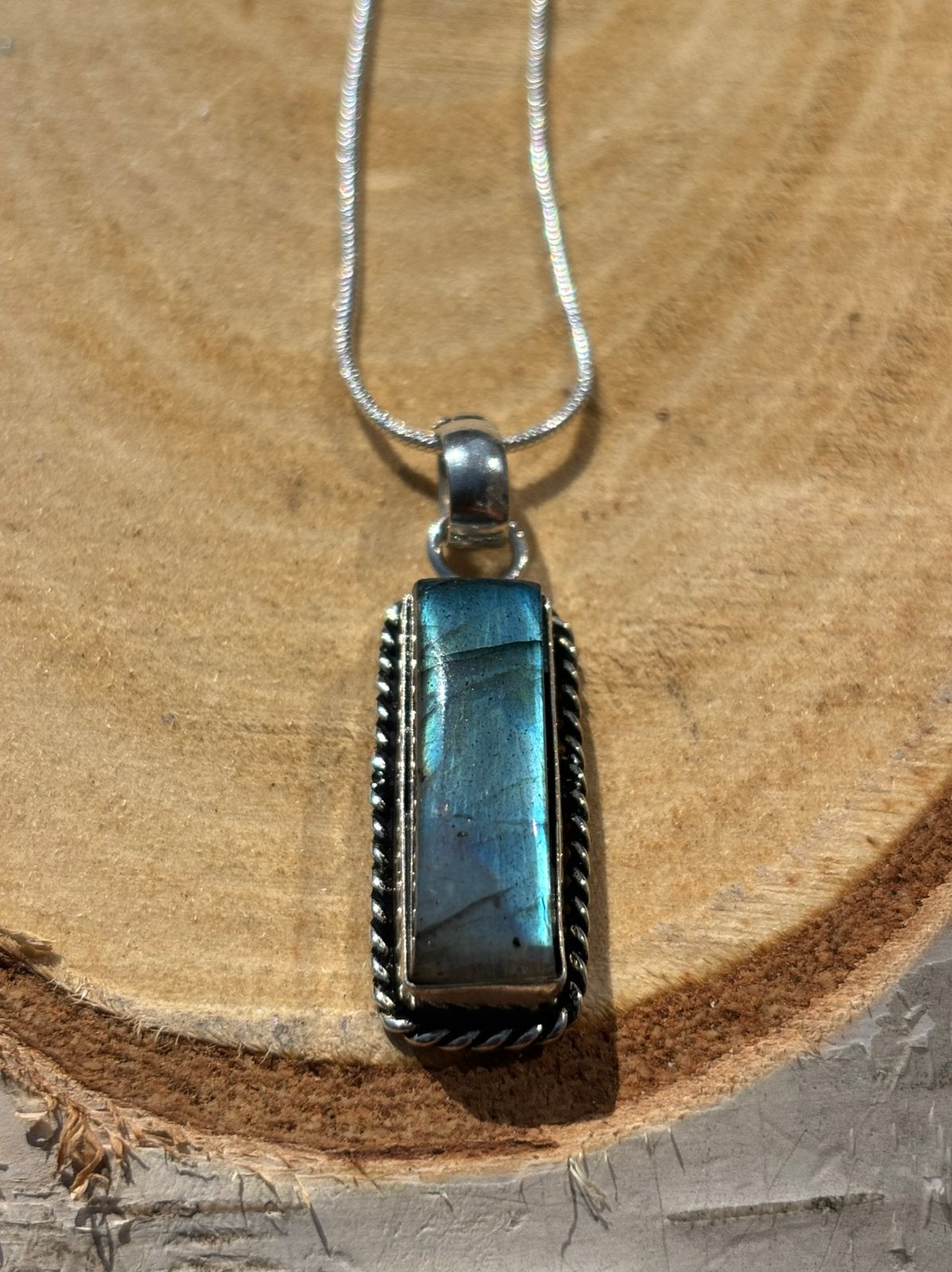 Labradoriet Edelsteen Ketting 45cm, Sieraden, Tassen en Uiterlijk, Kettingen, Blauw, Nieuw, Ophalen of Verzenden, Steen of Mineraal